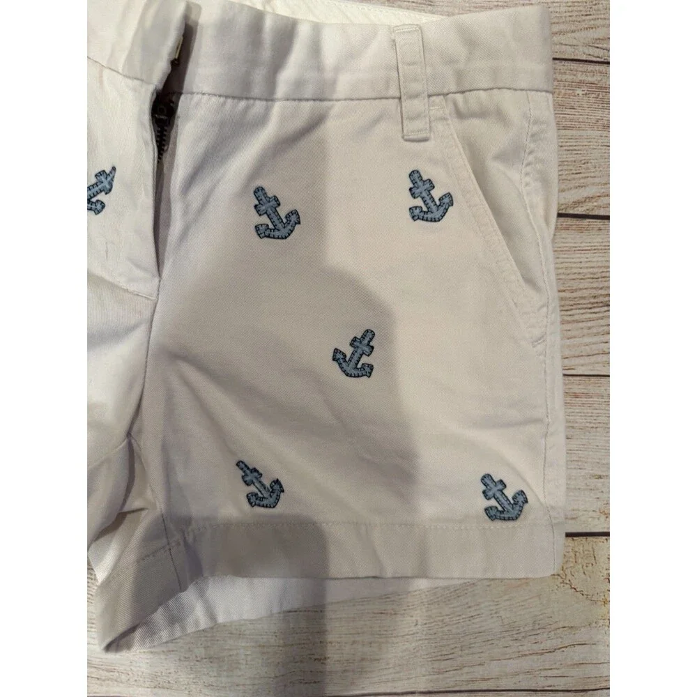 J. Crew Embellished Anchor Shorts Khaki Beige Summer Casual Size 00
